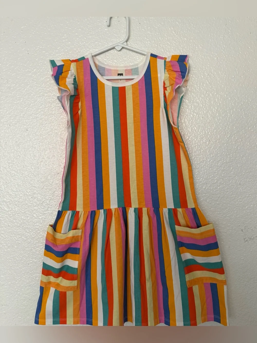 Tea Collection Pastel Rainbow Striped Dress girls size 7